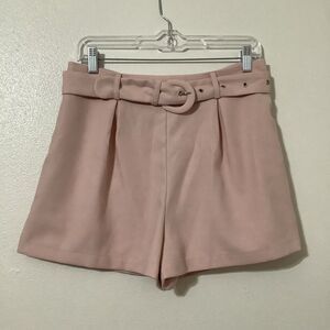 Moodie Old Money Pink Preppy Light Academia High Waisted Shorts with Belt Medium